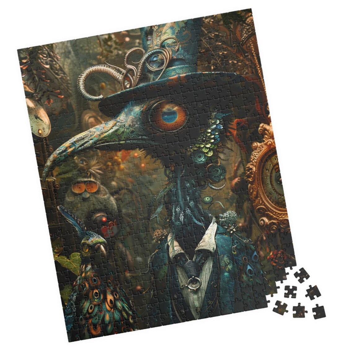 Dark Fantasy Steampunk Crow In Top Hat Gothic Portrait Art Poster