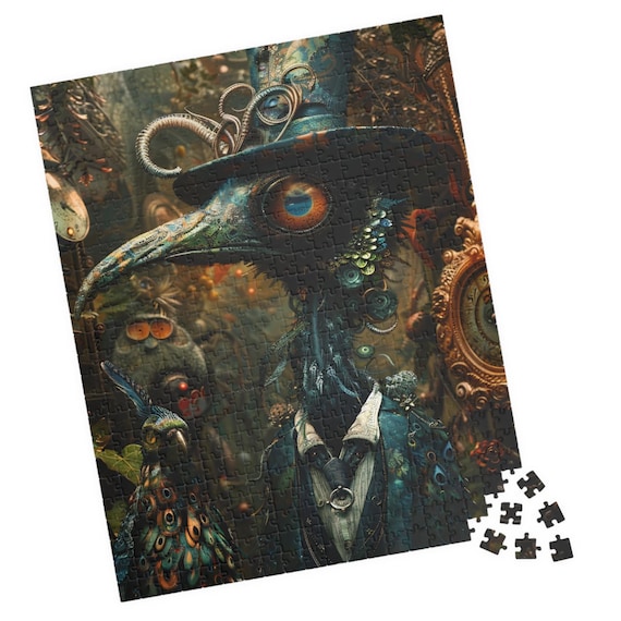 Dark Fantasy Crow In Clothes Puzzle Fancy Crow Dark Gothic Bird Jigsaw Witchy Bird Tech Free Activity Great Gift For Whimsigoth Lovers