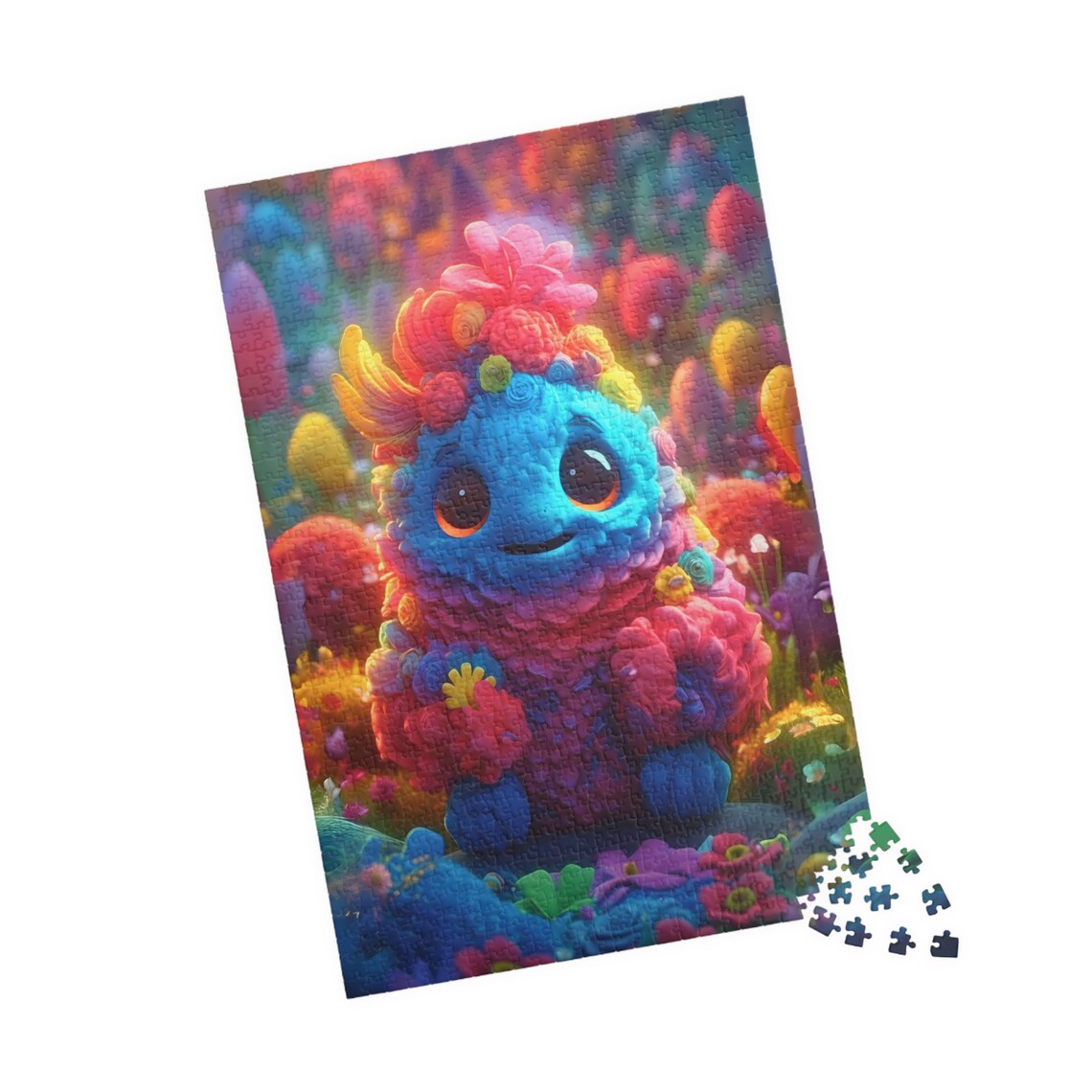 Pixel Smiling Flower Face Fantasy Creature Colorful Garden Poster - Image 4