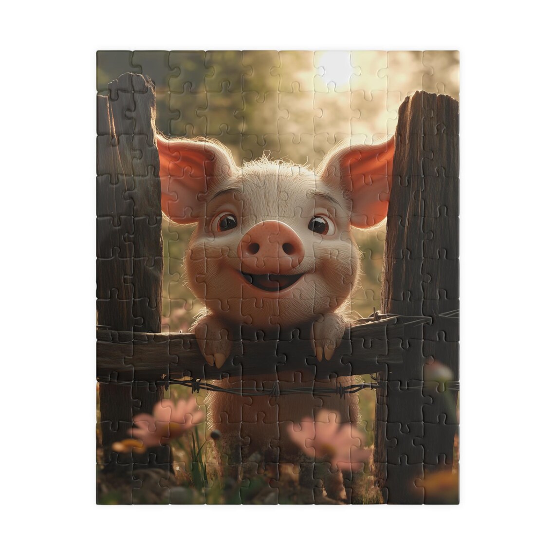 Baby Pig at Farm Fence Sunset Cute Piglet Country Art Poster - Image 5