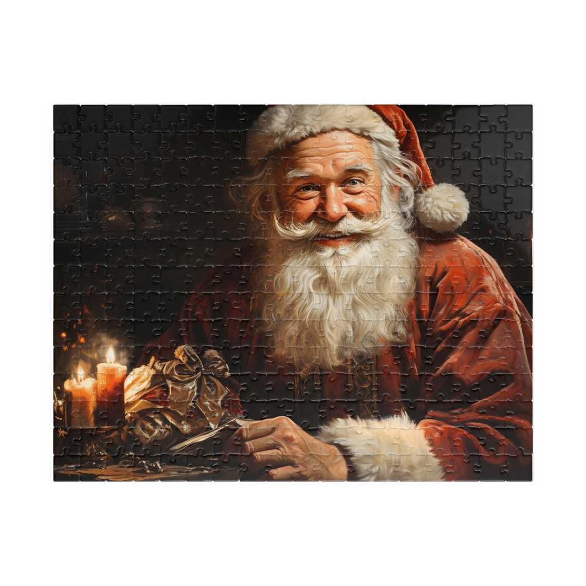 Classic Santa Claus Portrait Glowing By Candlelight Art Poster - Image 2