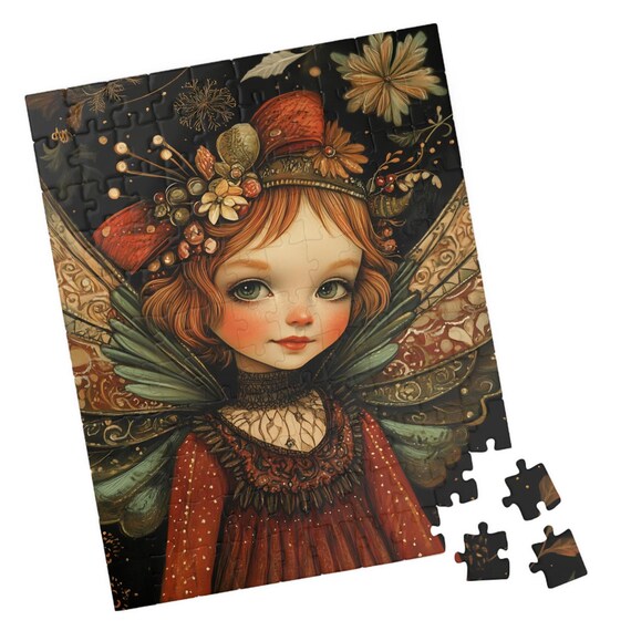 Red Hair Fairy Girl Butterfly Wings Starry Night Dark Art Poster