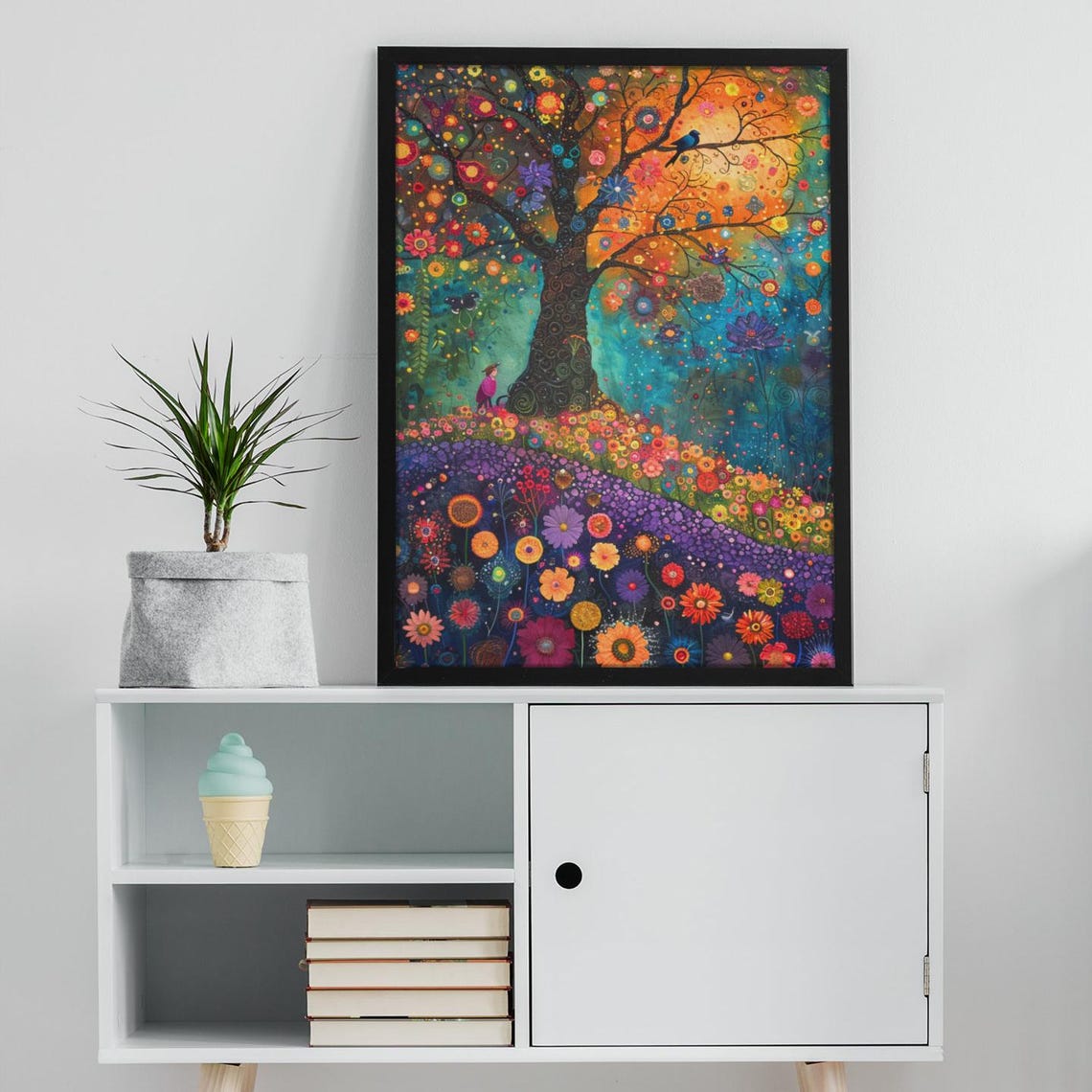 Whimsical Fantasy Floral Meadow Art Printposter Colorful Fantasy Landscape Theme Wall Art Decor For Bedroom Office Livingfamily Room