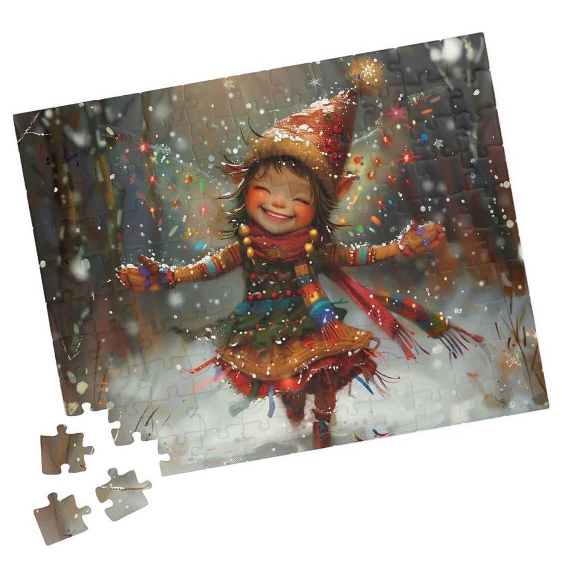 Joyful Christmas Fairy Travel Poster, Holiday Fun