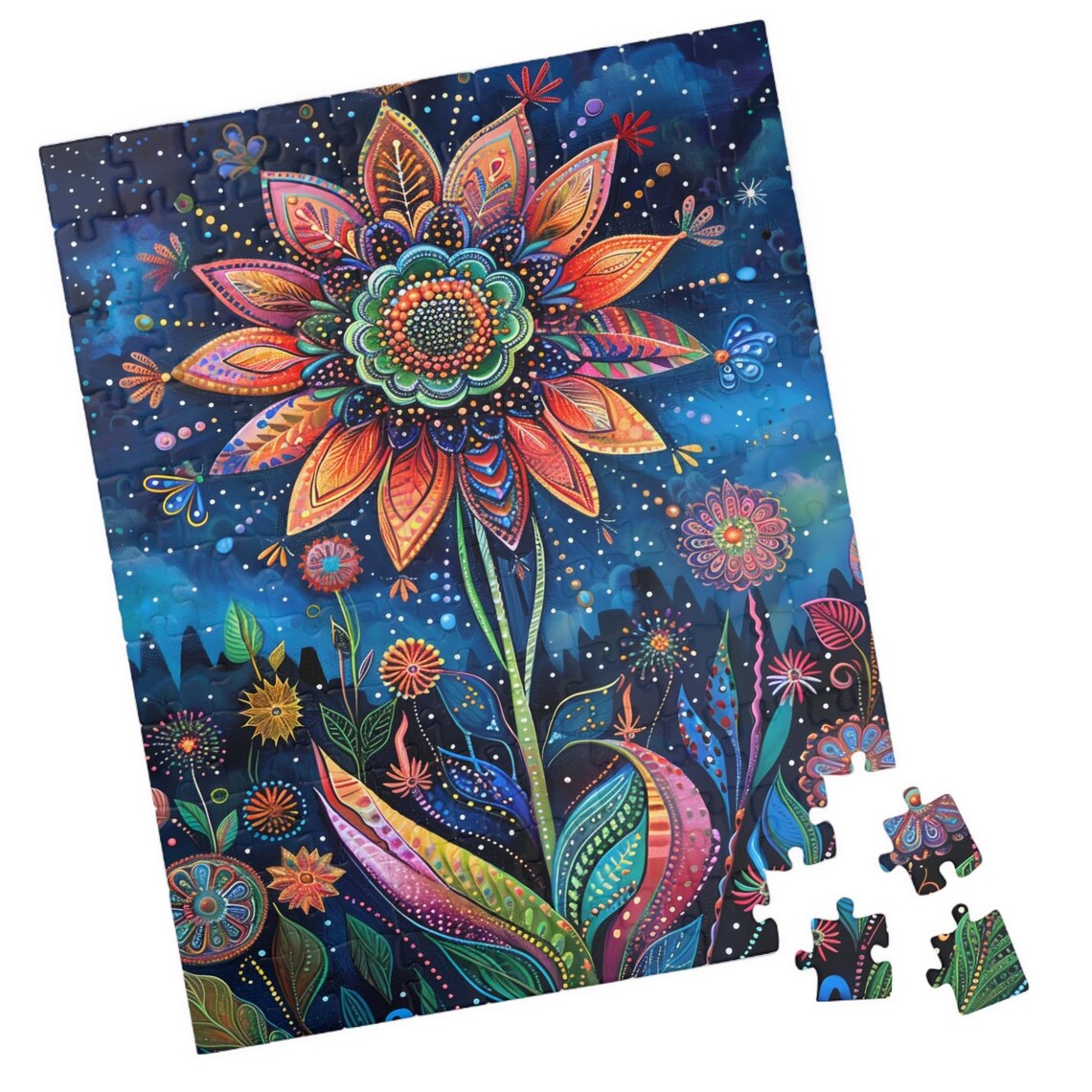 Mystic Midnight Flower III Ornamental Bloom Starry Night Poster