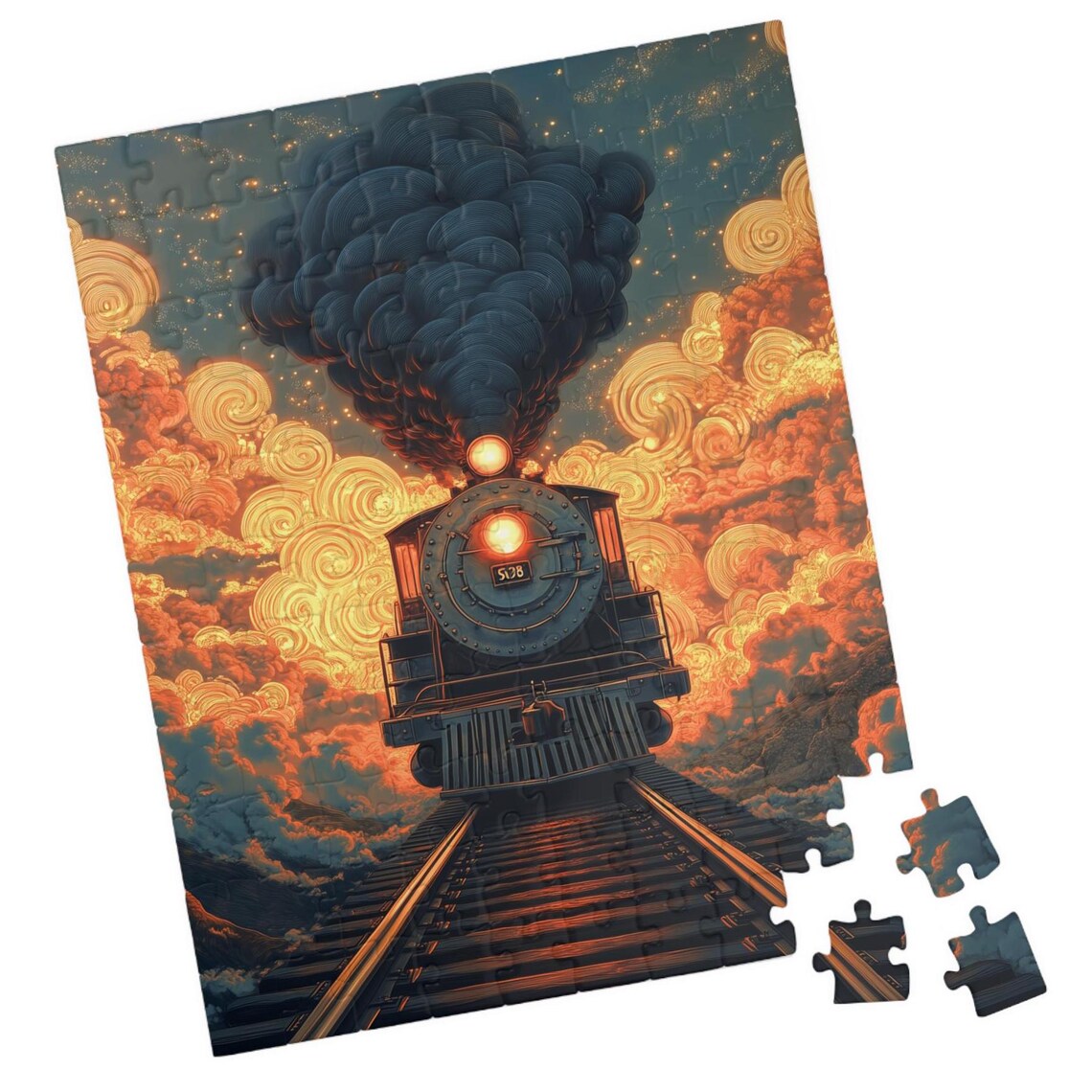Steam Locomotive 5038 Charging Through A Golden Sunrise Poster