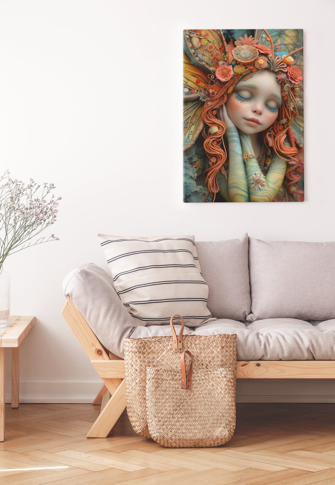 Sleeping Fairy Portrait With Ornate Butterfly Wings Art Poster - Image 3