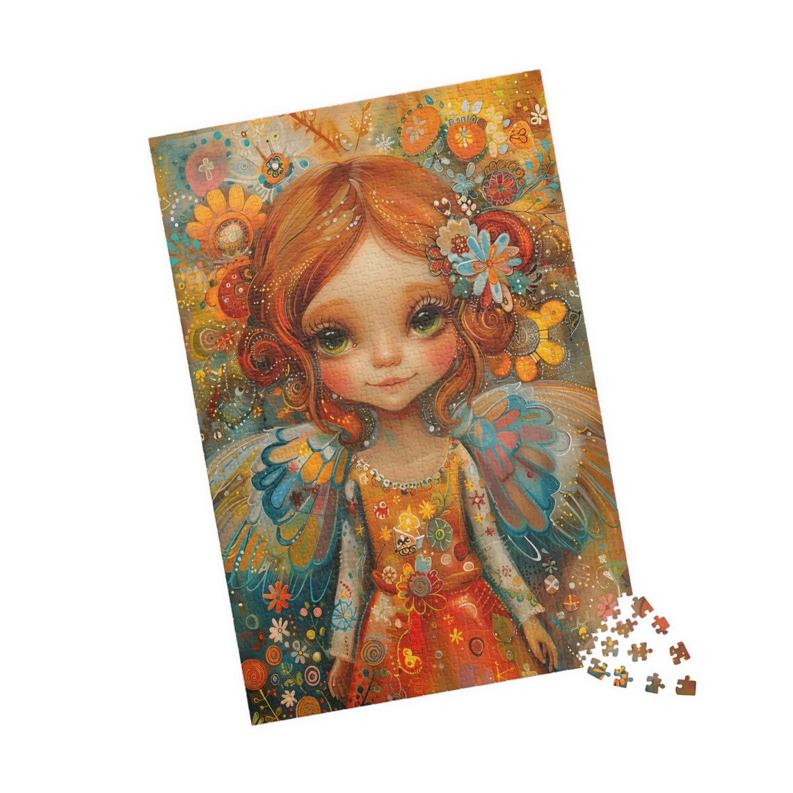 Whimsical Autumn Fairy Girl With Butterfly Wings Watercolor Print - Image 4