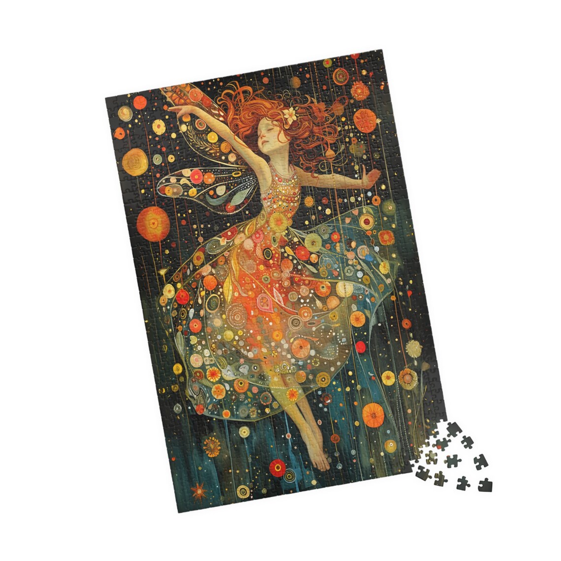 Moonlit Fairy Girl Dancing in a Floral Dream Dress Night Scene Poster - Image 4