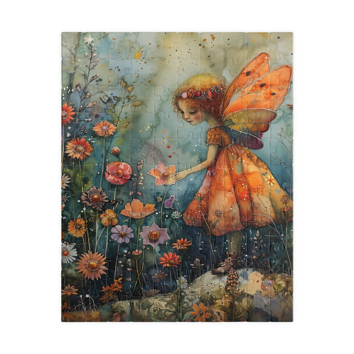 Watercolor Fairy With Butterfly Wings in Flower Garden Fantasy Poster - Image 2