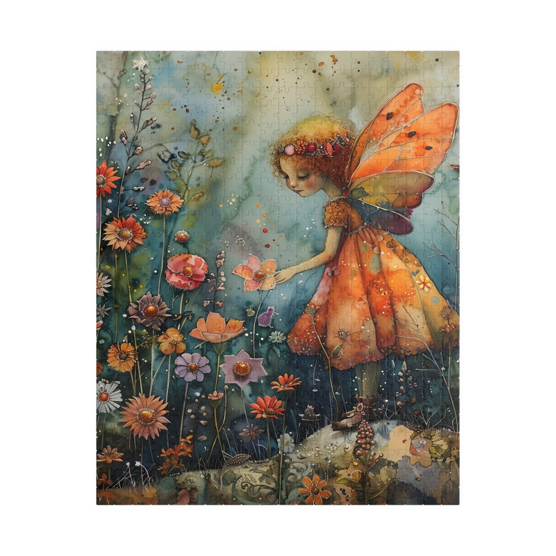 Watercolor Fairy With Butterfly Wings in Flower Garden Fantasy Poster - Image 5