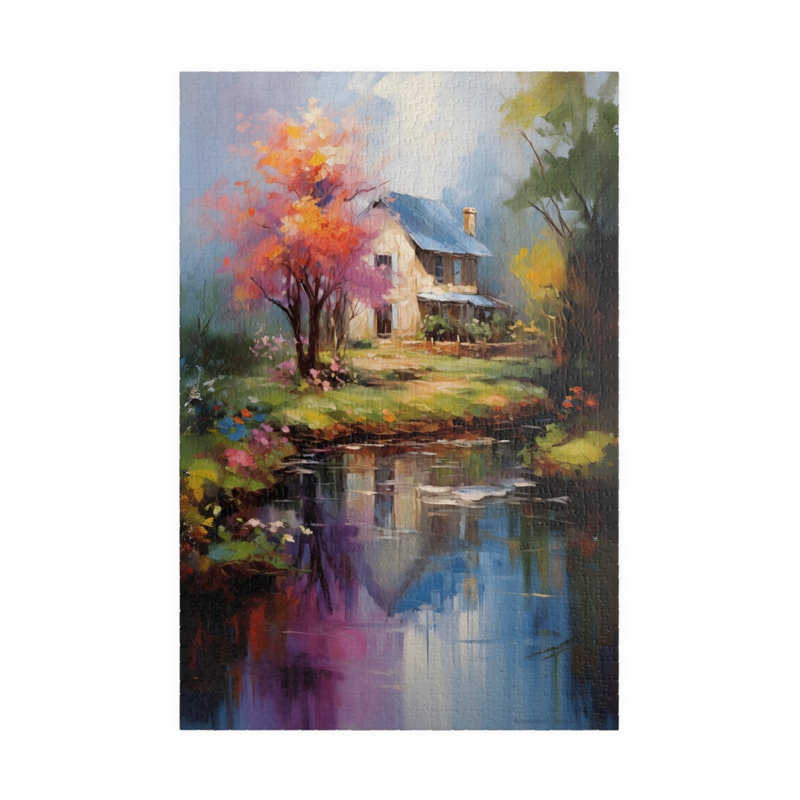 Country House Creek Impressionist Landscape Painting Art Poster - Image 3