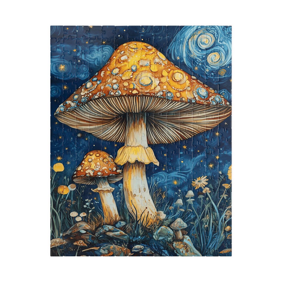 Magical Giant Mushrooms Under a Swirling Starry Night Poster - Image 6