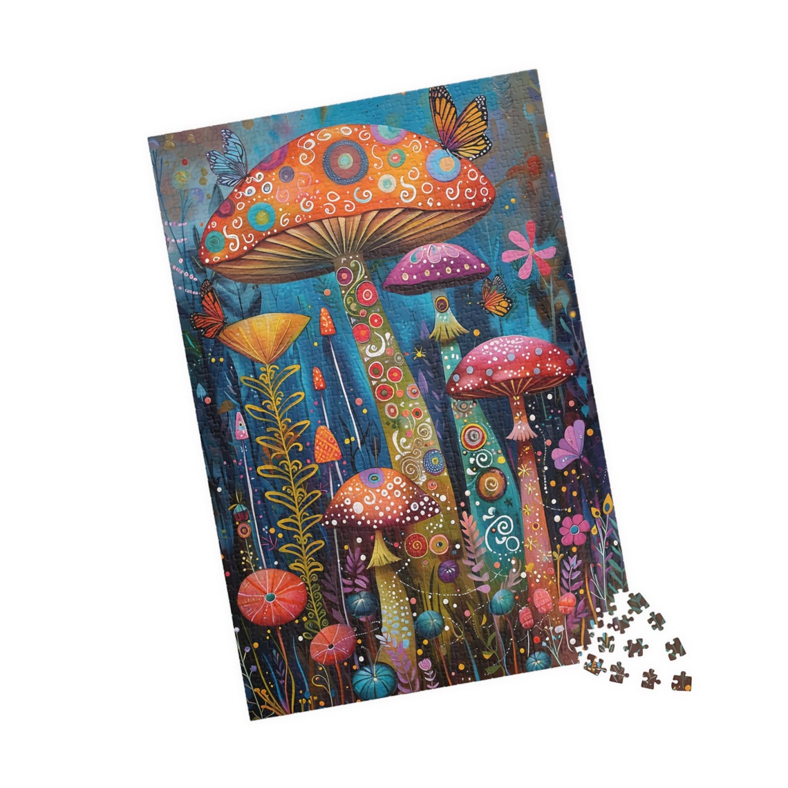 Colorful Psychedelic Mushrooms With Butterflies Fantasy Art Poster - Image 4