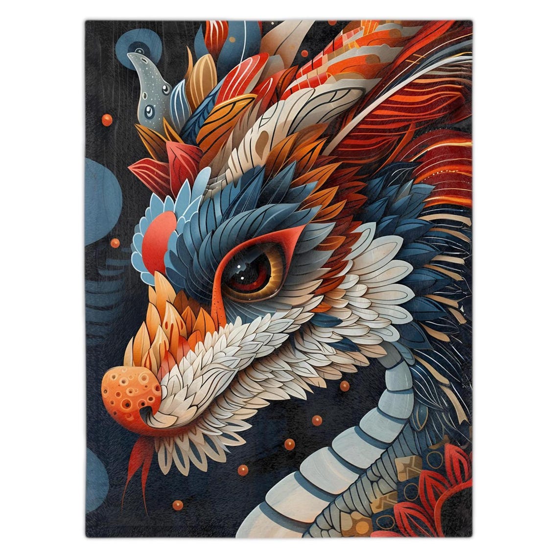 Colorful Feathered Dragon Fantasy Mythical Creature Art Poster - Image 2
