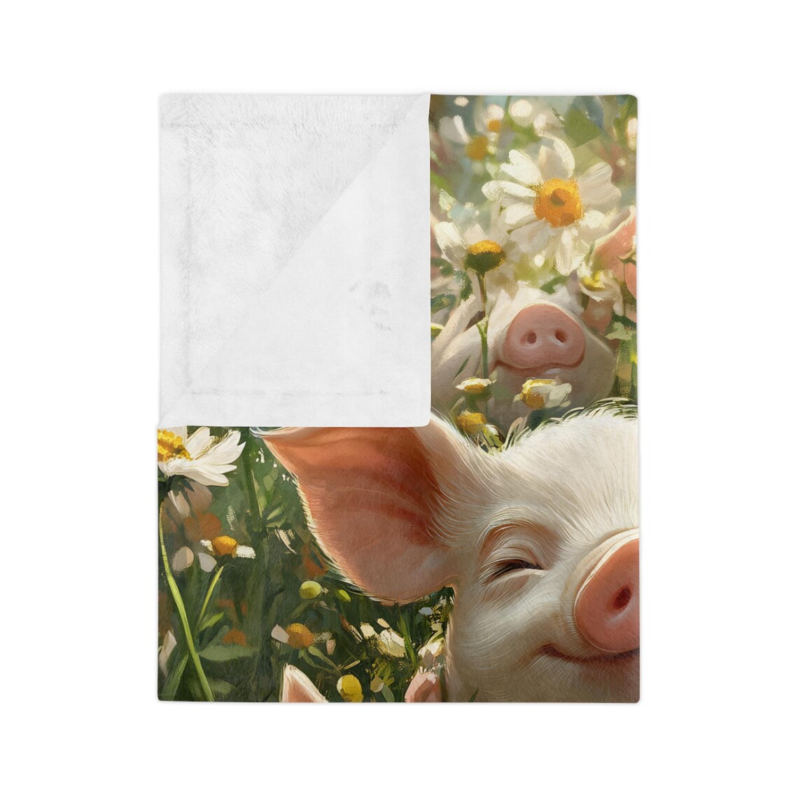 Happy As Pigs In Daisies Soft Blanket Gift - Image 3