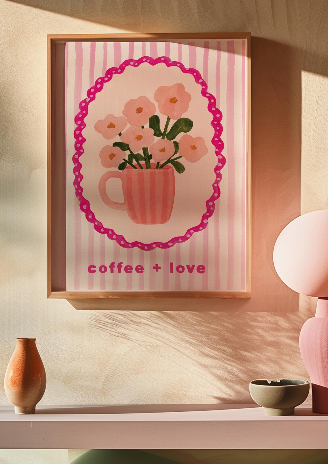 Coffee Love Valentine's Day Art Print, Pink Decor - Image 3