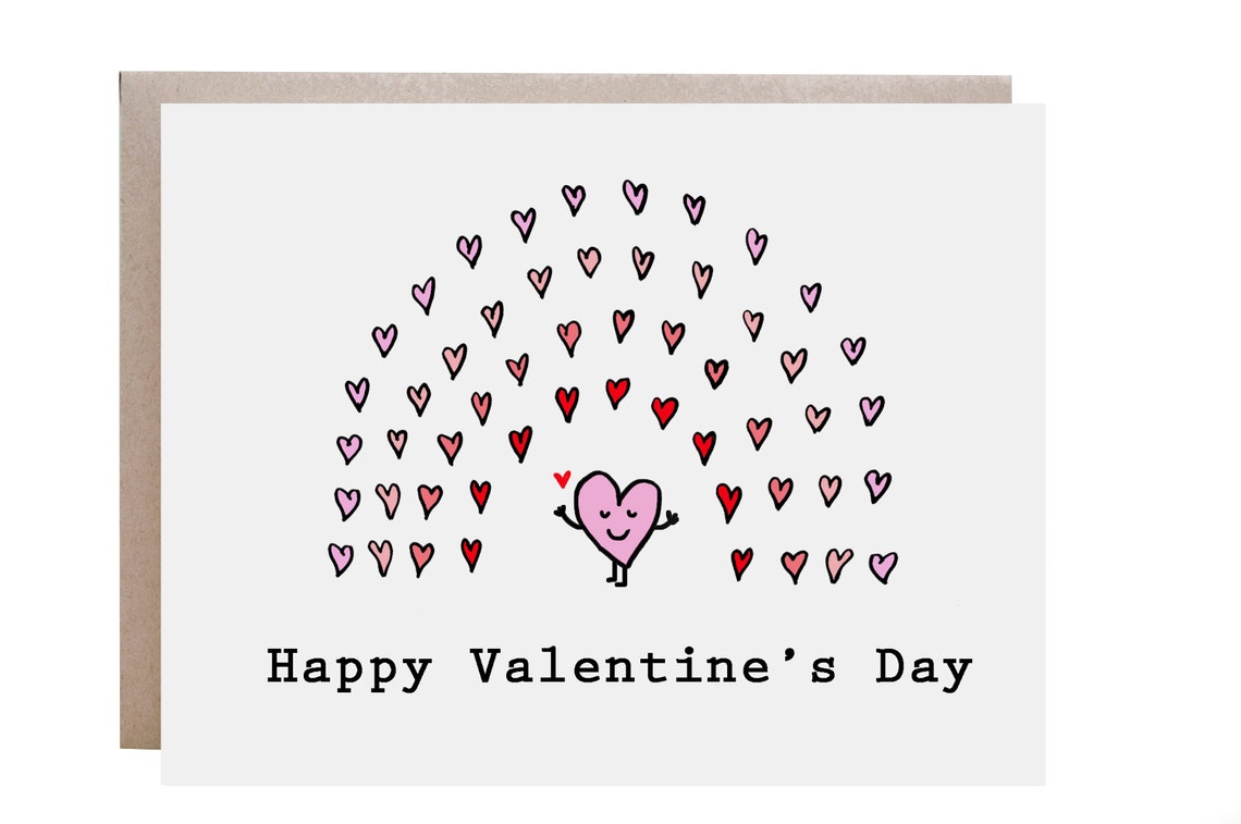 Happy Valentine's Day Smiling Heart Rainbow Arc Love Card Print