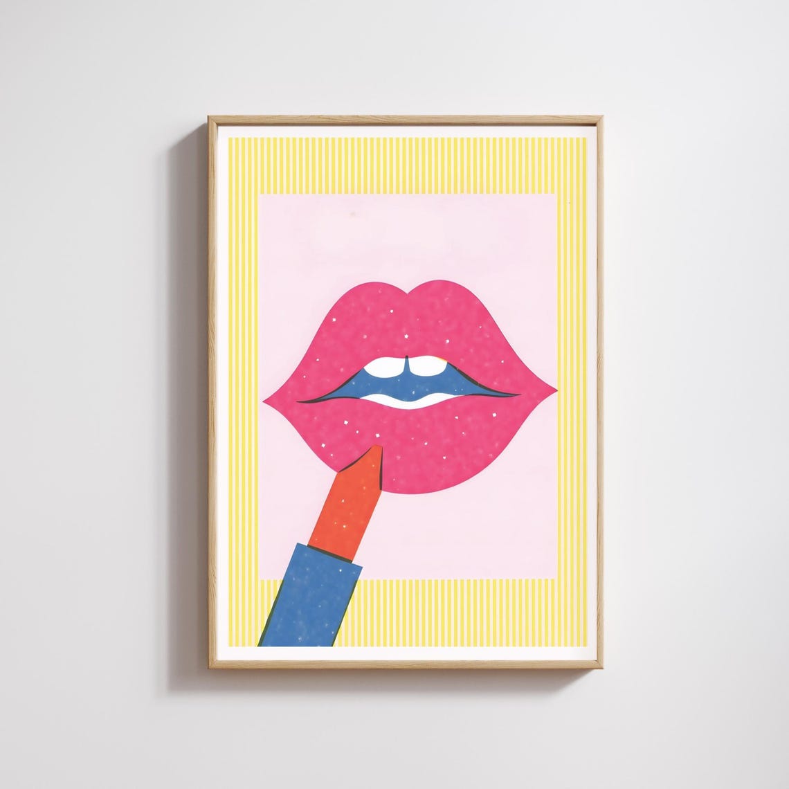 Glossy Pink Lips with a Red Lipstick Swipe Retro Pop Art Poster