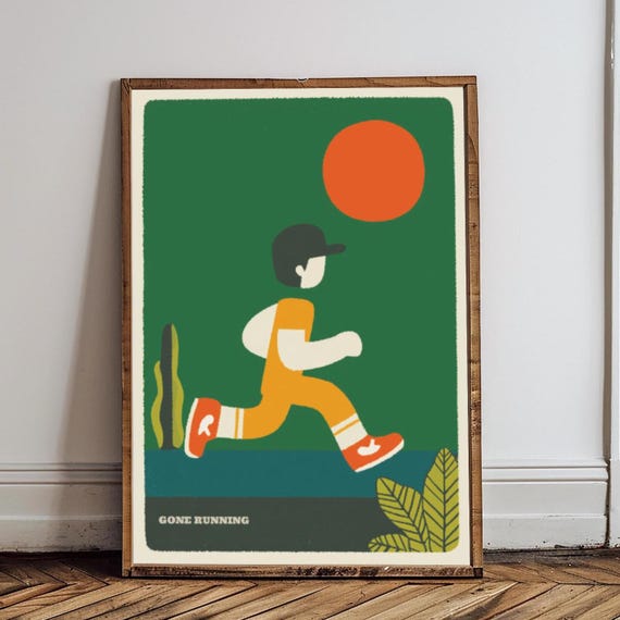 Gone Running Graphic Sports Runner Wall Poster Personalised Option