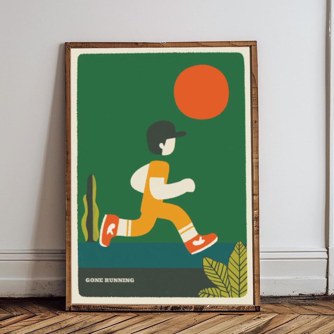Gone Running Retro Runner Under the Sun Motivational Sports Poster