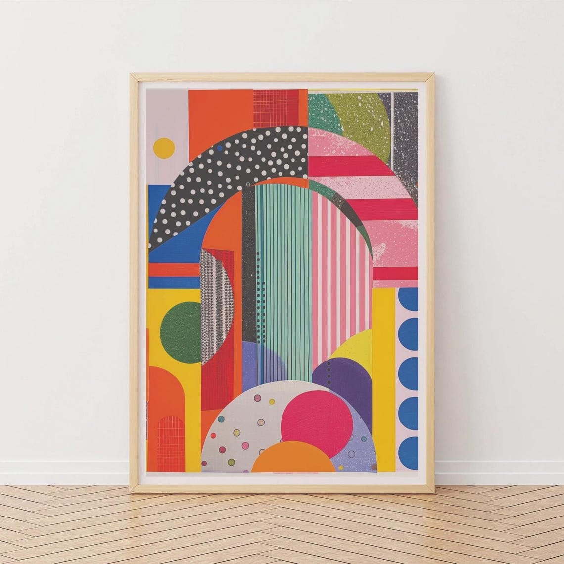Colorful Abstract Geometric Arch Mid Century Modern Art Poster