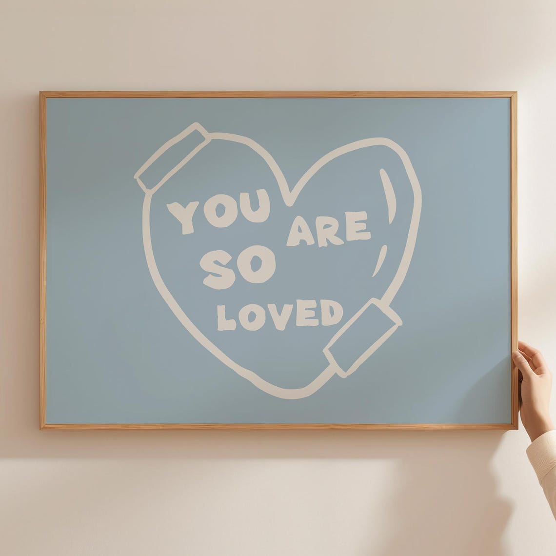 You Are So Loved Blue Balloon Heart Nursery Affirmation Poster