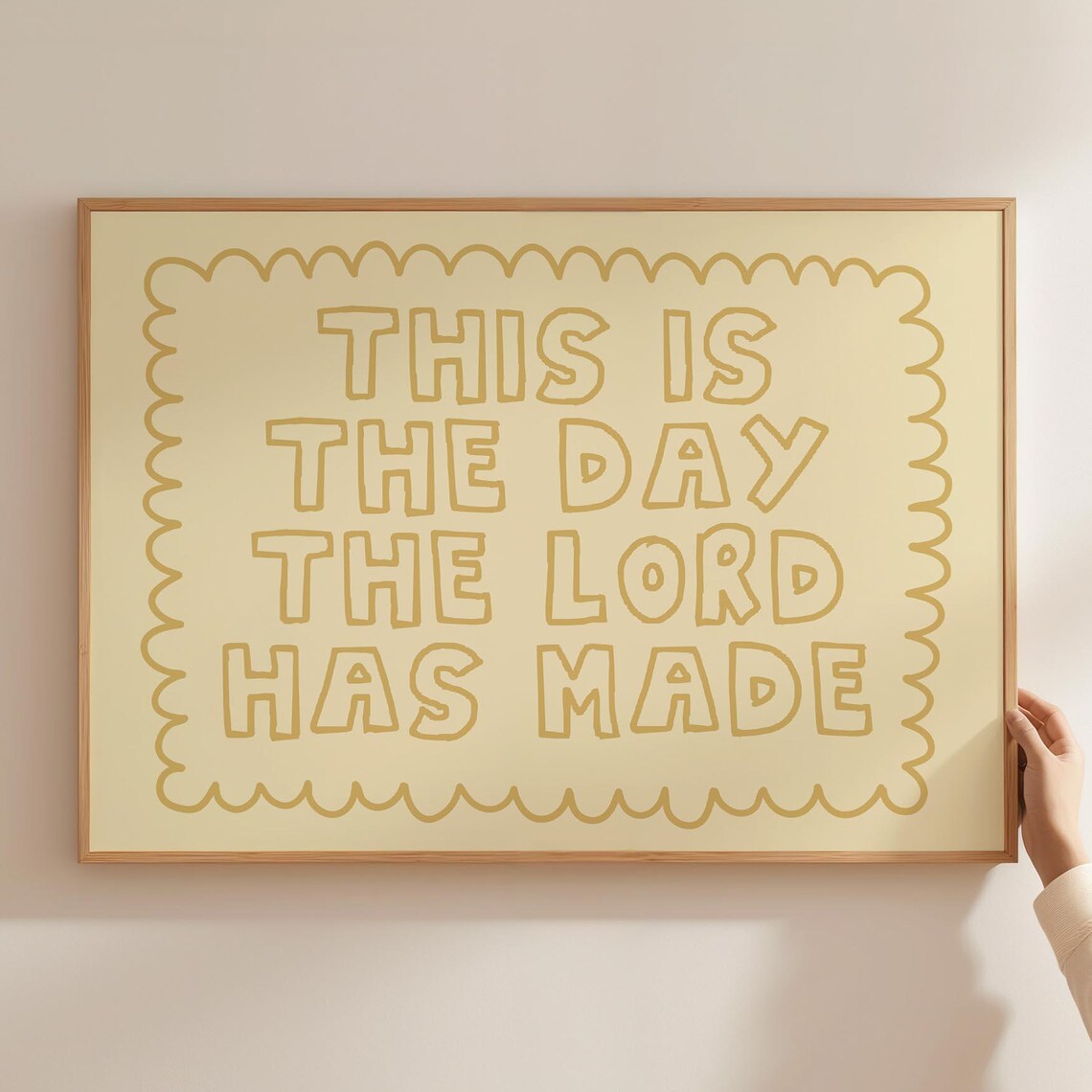 Modern Yellow Bible Verse Art Print, Handdrawn Scripture