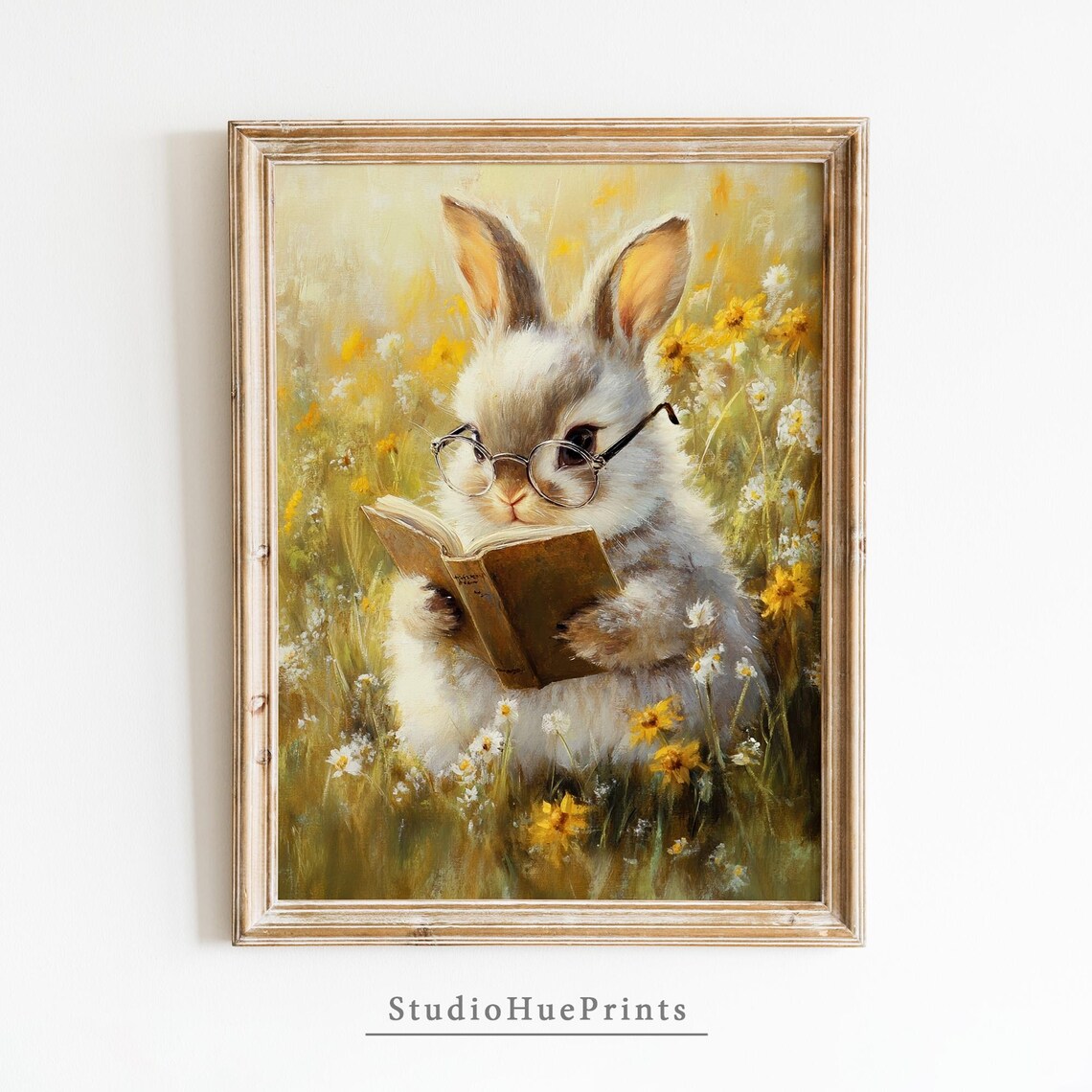 Easter Bunny Reading Book, Spring Nursery Decor