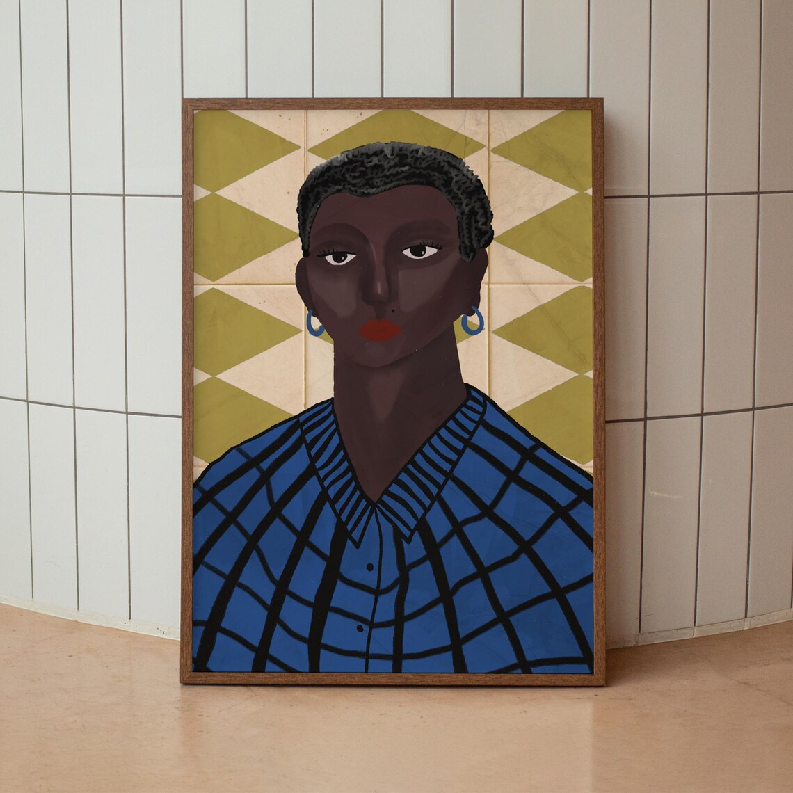 Woman In Blue Modern Poster Print - Image 4