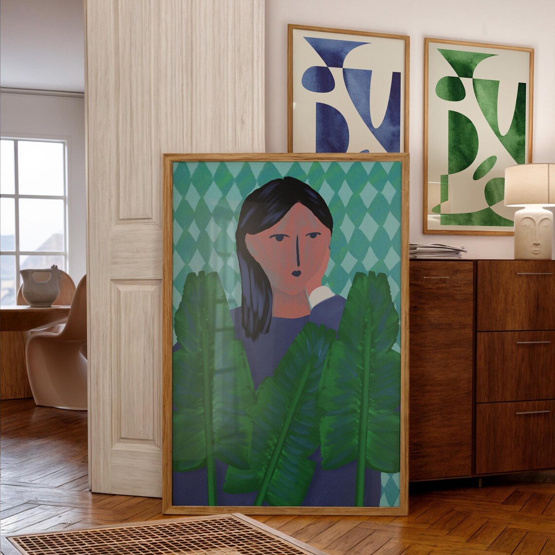 A Girl Behind The Leaves Modern Poster - Image 4