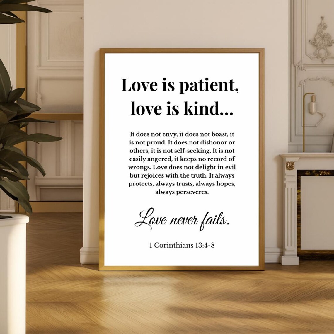 Love Is Patient Kind Wall Art 1 Corinthians 1348 Bible Verse Print Christian Scripture Poster Wedding Gift