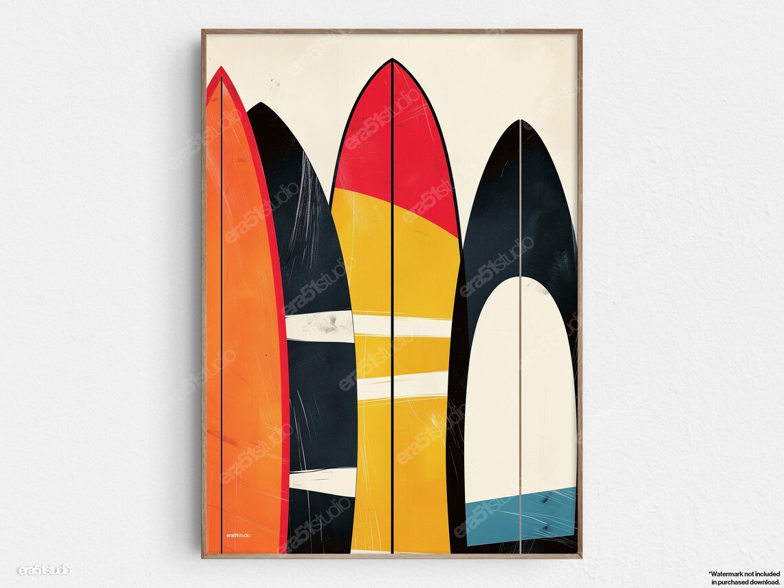 Colorful Surfboards Mid-Century Modern Art Print