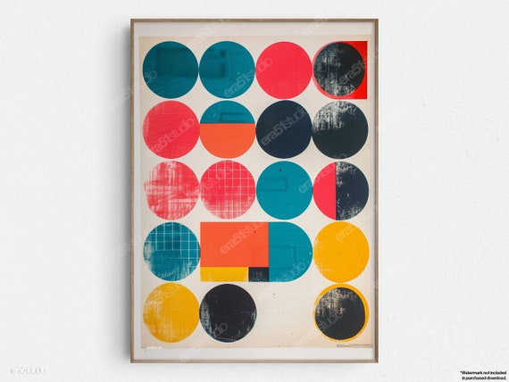 Retro Geometric Elegance Original Midcentury Modern Minimalist Wall Art