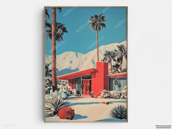 Midcentury Christmas Dreams Original Modern Minimalist Wall Art