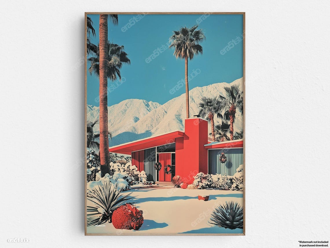 Midcentury Christmas Dreams Original Modern Minimalist Wall Art