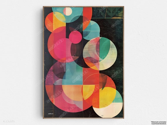 Retro Geometric Melange Original Midcentury Modern Minimalist Wall Art