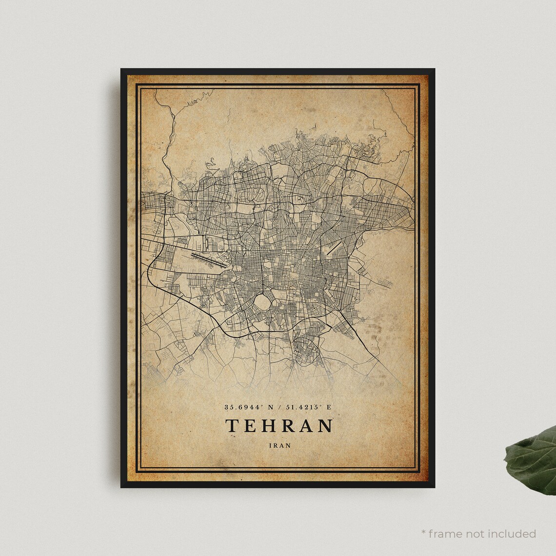 Tehran Vintage Map Print, Retro Antique Style Poster
