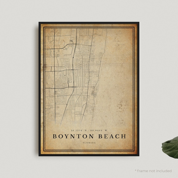 Boynton Beach Florida Vintage City Map Sepia Style Wall Poster