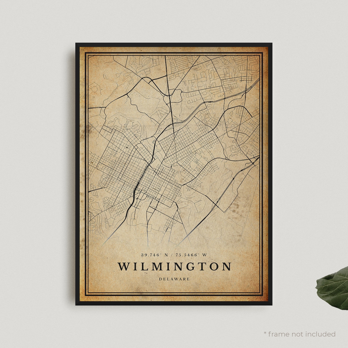 Wilmington Delaware Vintage Street Map With Antique Style Poster