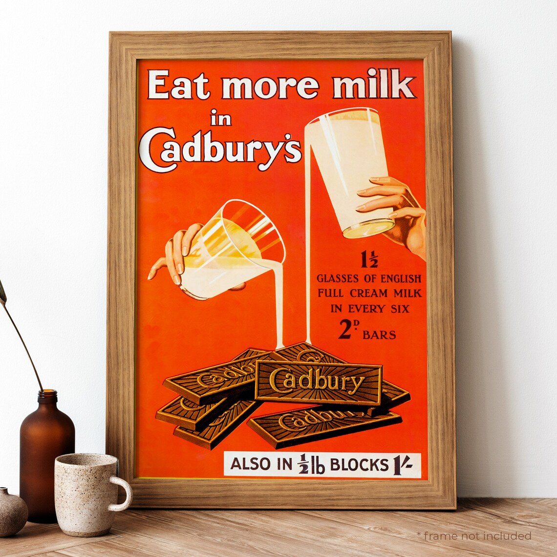 Vintage Cadbury's Chocolate Eat More Milk Advertising Retro Poster