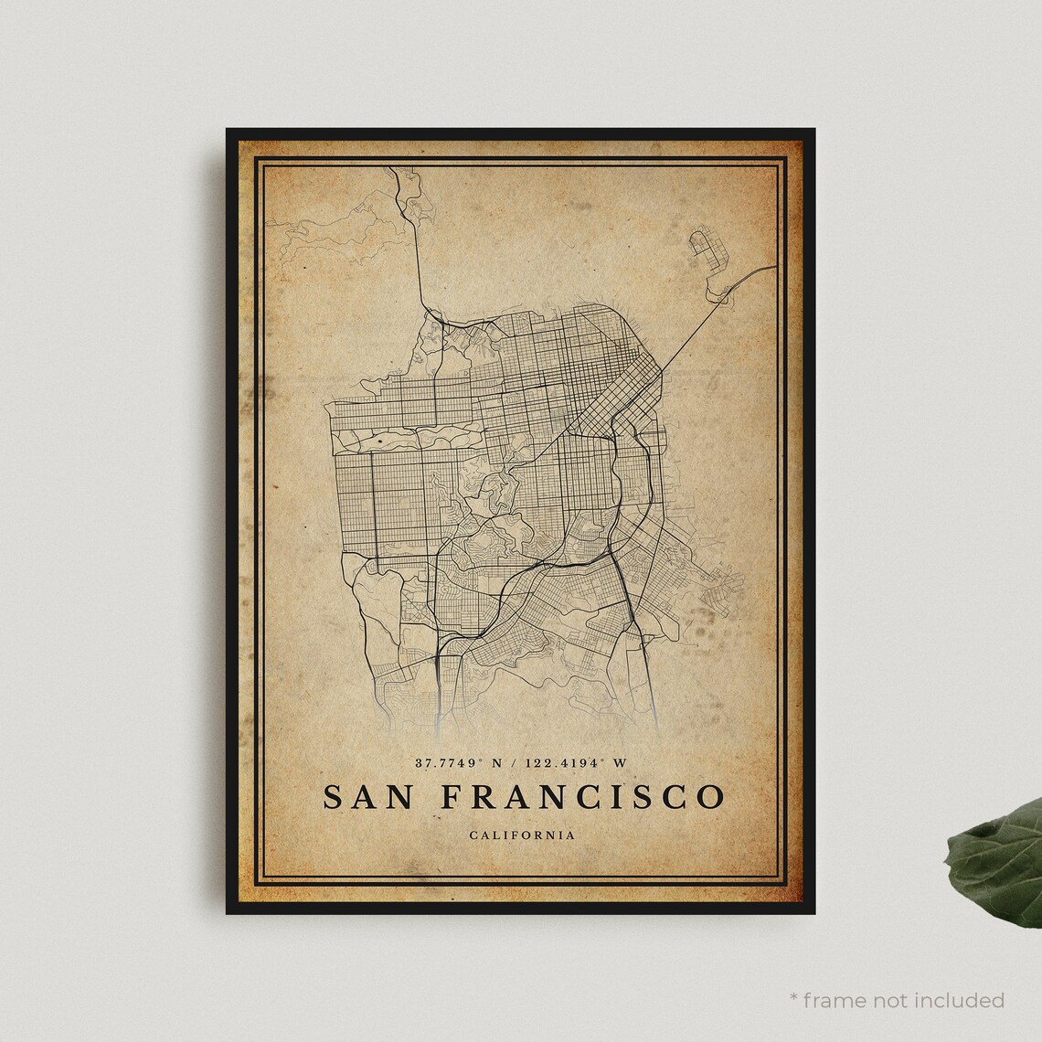 San Francisco Vintage Street Map Antique Style California Travel Poster
