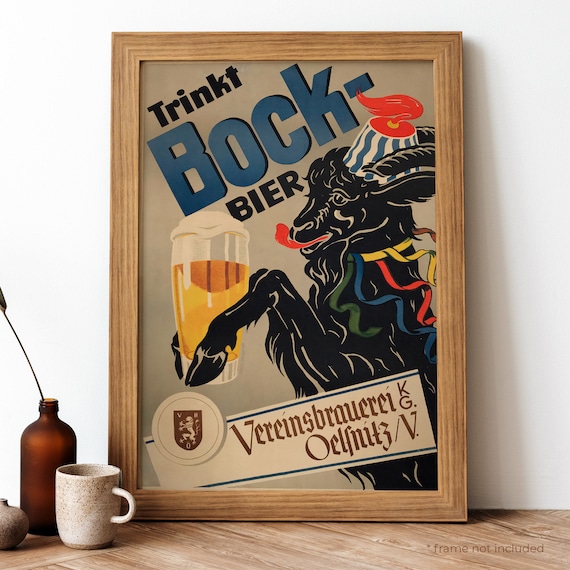 Trinkt Bockbier Vintage German Beer Travel Poster