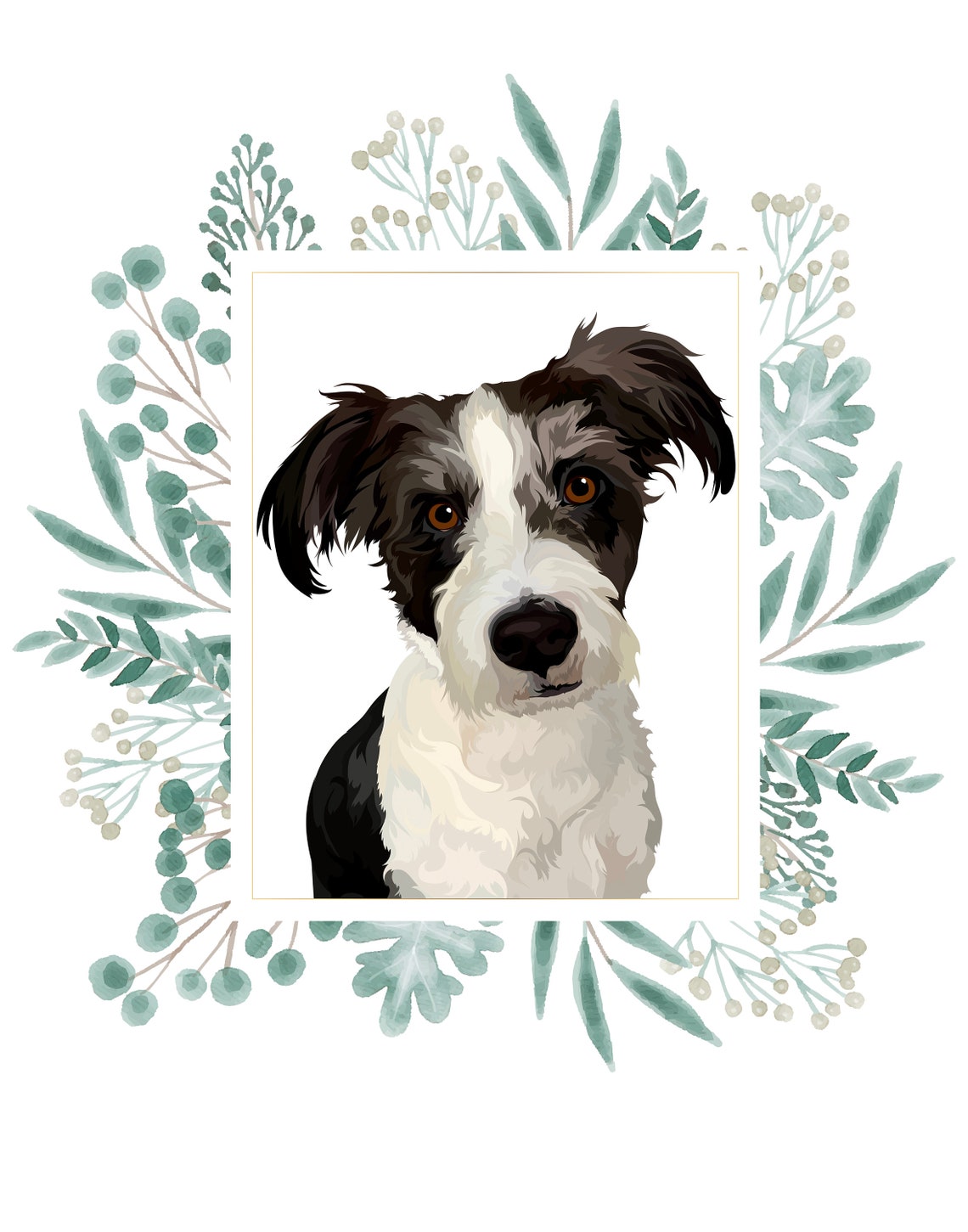 Archie the Brown and White Dog Custom Vector Pet Portrait Poster - Image 5