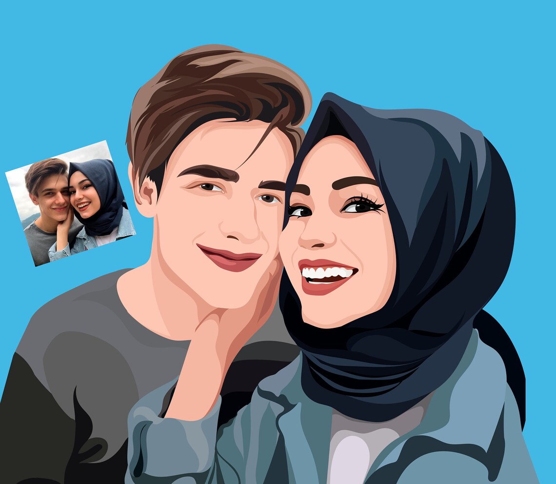 Custom Couple Portrait, Vector Portrait From Photo - Image 5