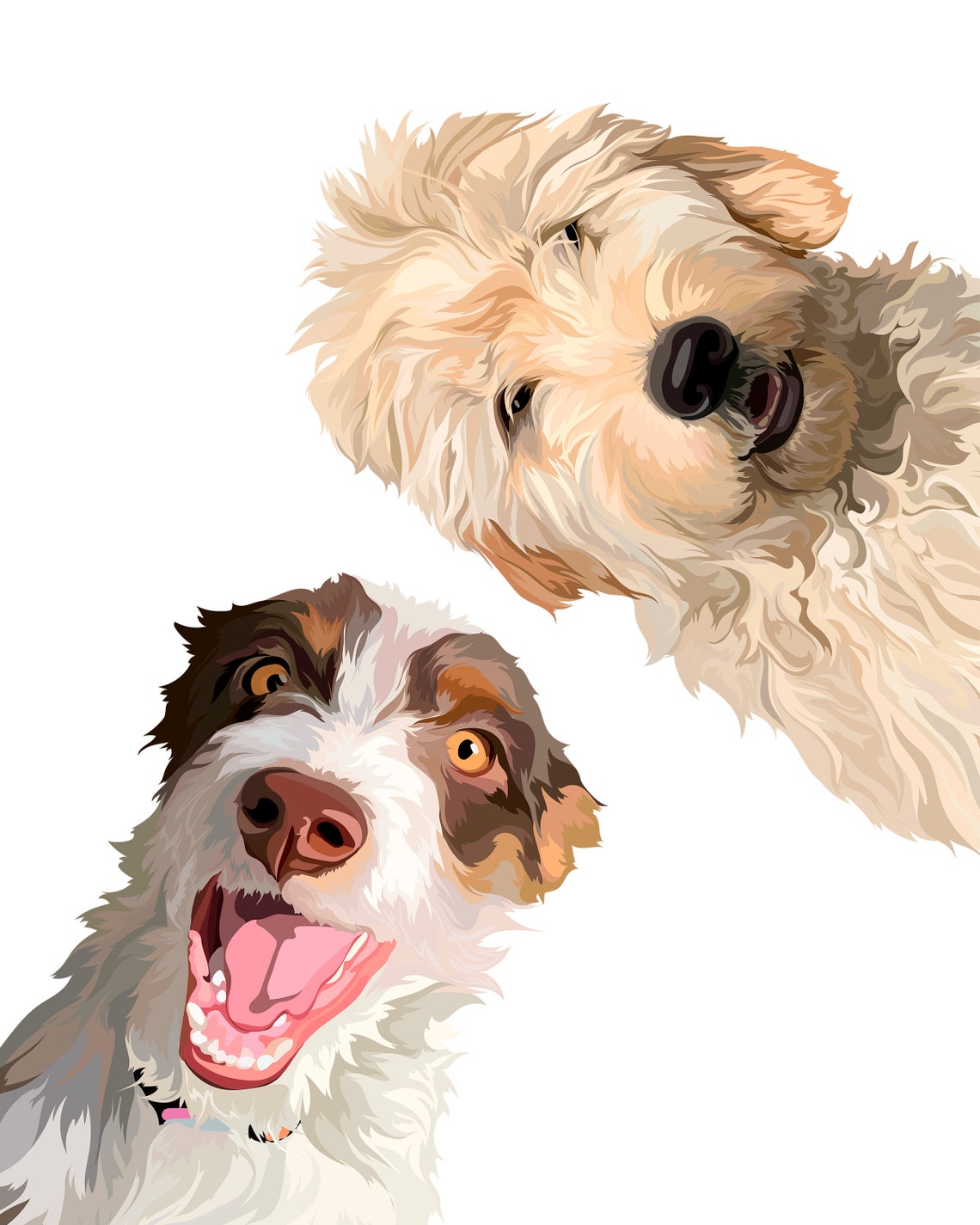 Pet Painting Of 2 Dog Peekaboo Custom Pet Portrait Pet Portrait Dog Memorial Portrait Peekaboo Christmas Gift Portrait Dog Art - Image 5