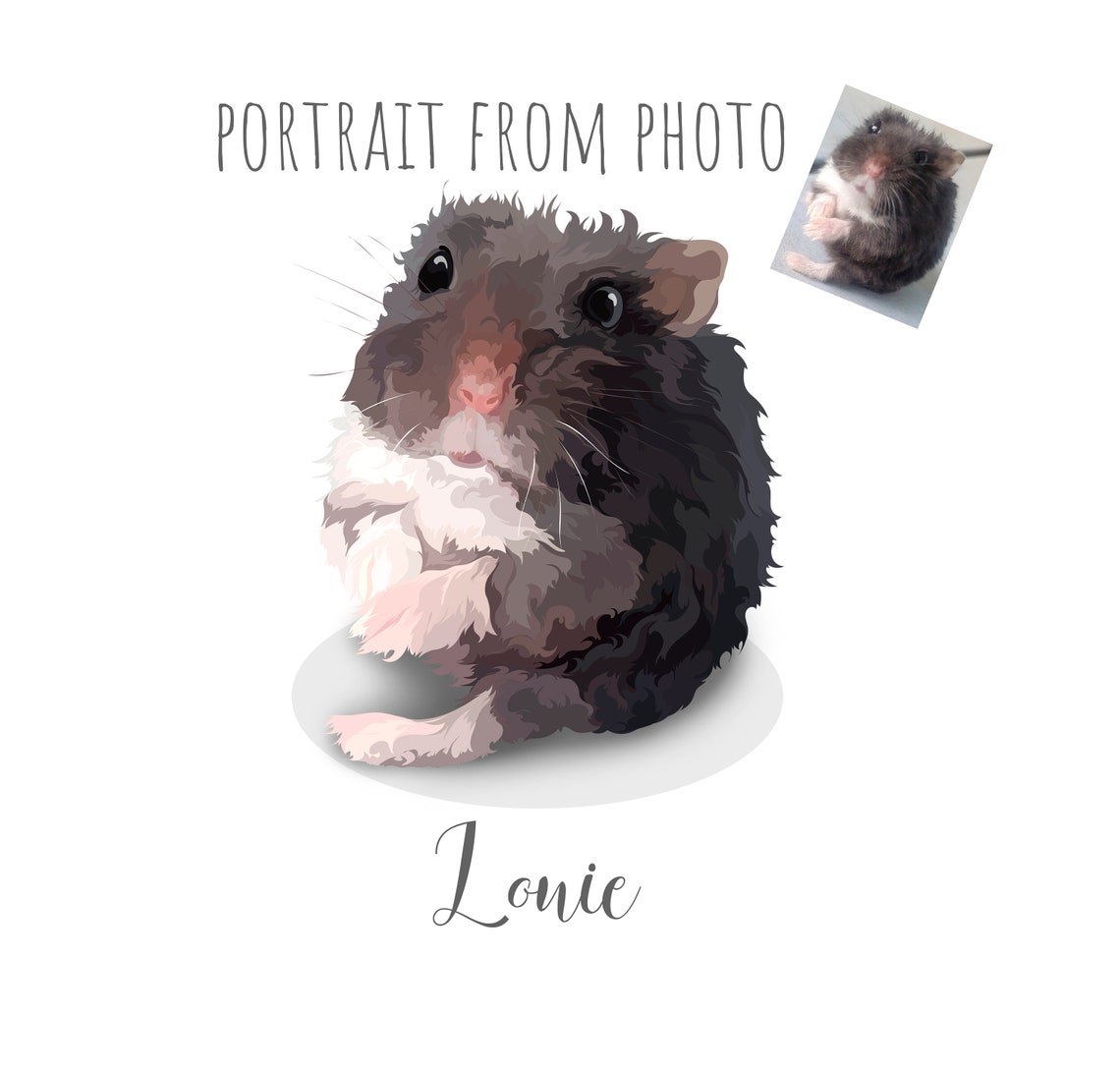 Custom Hamster Portrait Lonie Vector Illustration Gift Poster