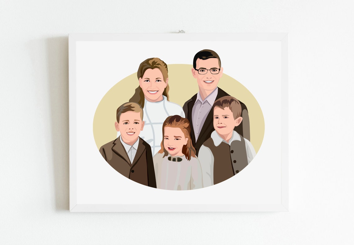 Custom Family Portrait Custom Drawing Family Gift Birthday Parents Big Family Portrait Big Family Idea - Image 5
