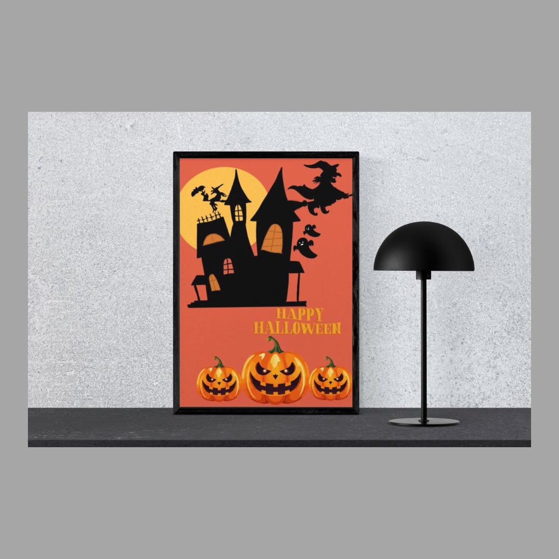 Happy Halloween Haunted House Witches and Pumpkins Party Poster