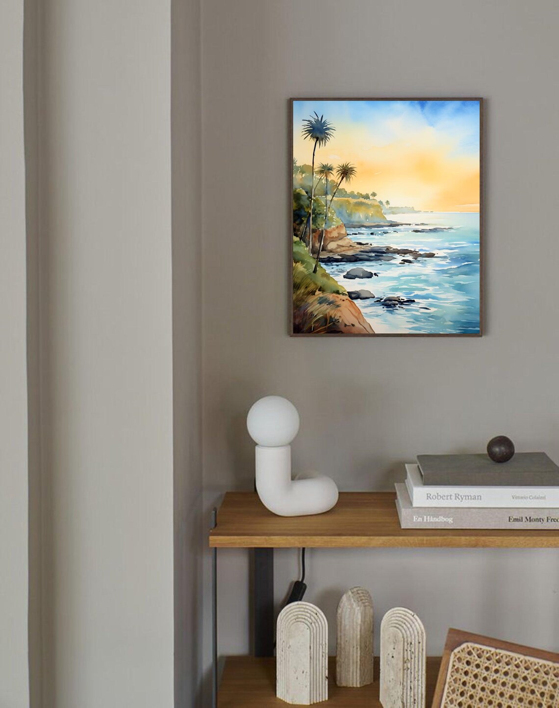 Key West Sunset Coast Palm Trees Ocean Watercolor Art Poster - Image 2